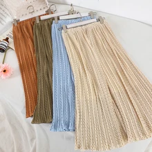 Плиссированная юбка макси в горошек юбки длинные женские шифоновые Jume Femme Faldas Mujer Moda Saia Harajuku летняя уличная одежда