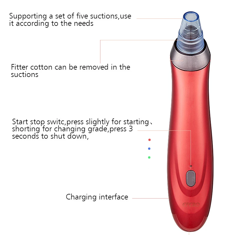 Очиститель для лица пылесос для очистки пор всасывания средство от черных точек акне Pimple Remover Tool Уход за кожей Blackhead пылесос