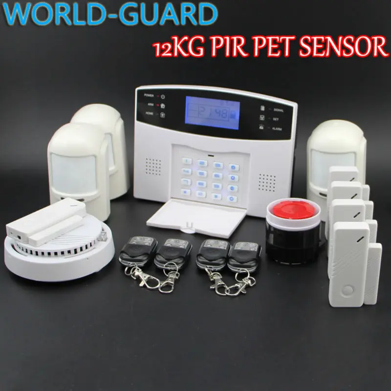 GSM SMS Home Burglar Security Alarm System pet pir Detector Sensor Kit Remote Control Russian