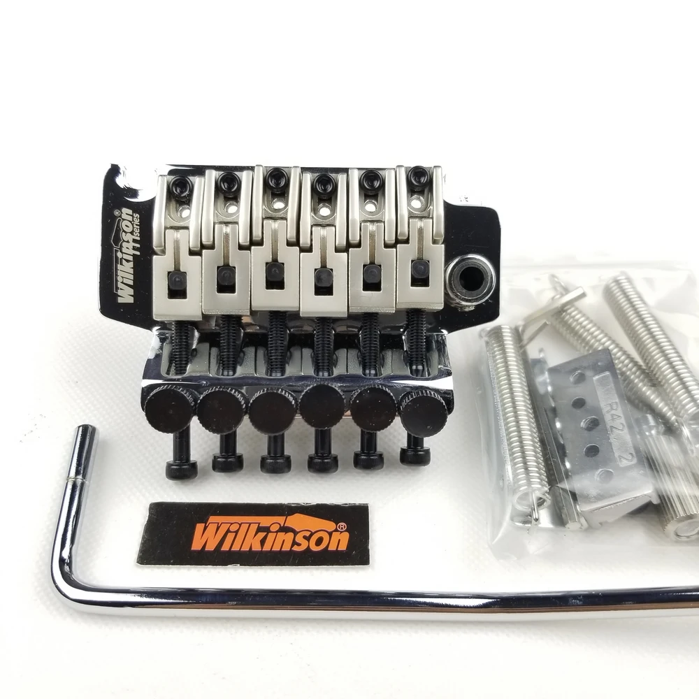 US $46.99 Wilkinson 6String Electric Guitar Double Locking Tremolo System Bridge Chrome Silver Black WODL1