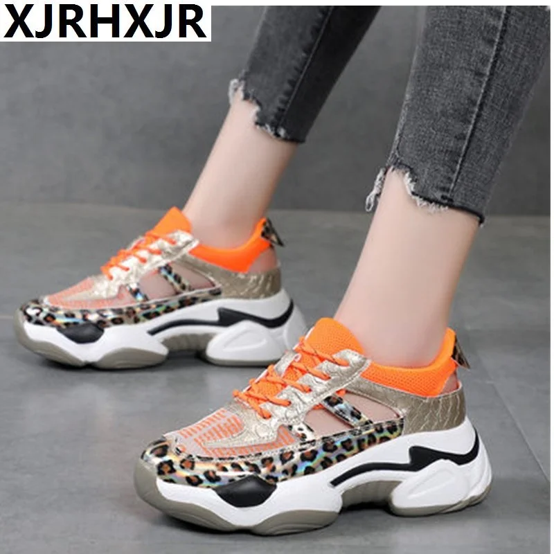 

Leopard sneakers Women 2019 Spring Summer Fashion Breathable Casual Cozy Flat Shoes platform Shoes Outdoor Ladies Dad Sneakers