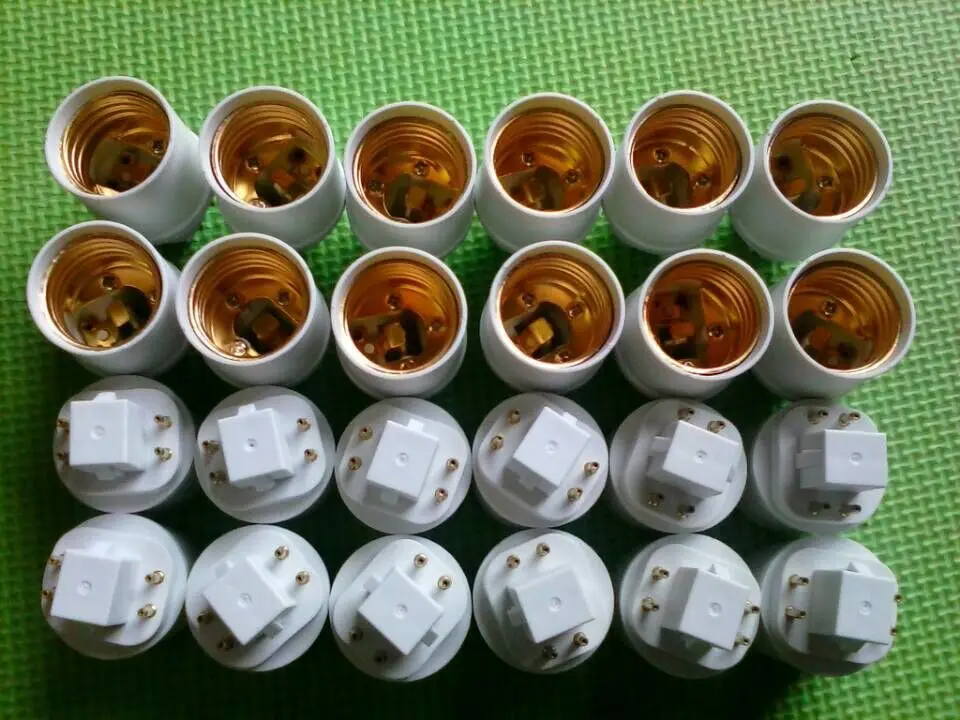 Адаптер для лампы 10 шт./лот Φ адаптер E26 E27 4 контакта GX24 на E27|e27 adapter|lamp socket adaptere27 to e27