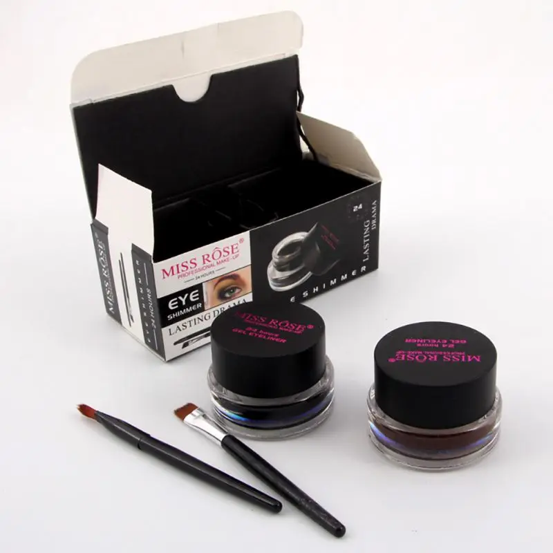Natural Make Up Waterproof Cosmetics Set Eye Liner Cream Best Seller 2 in 1 Coffee + Black Gel Eyeliner New |