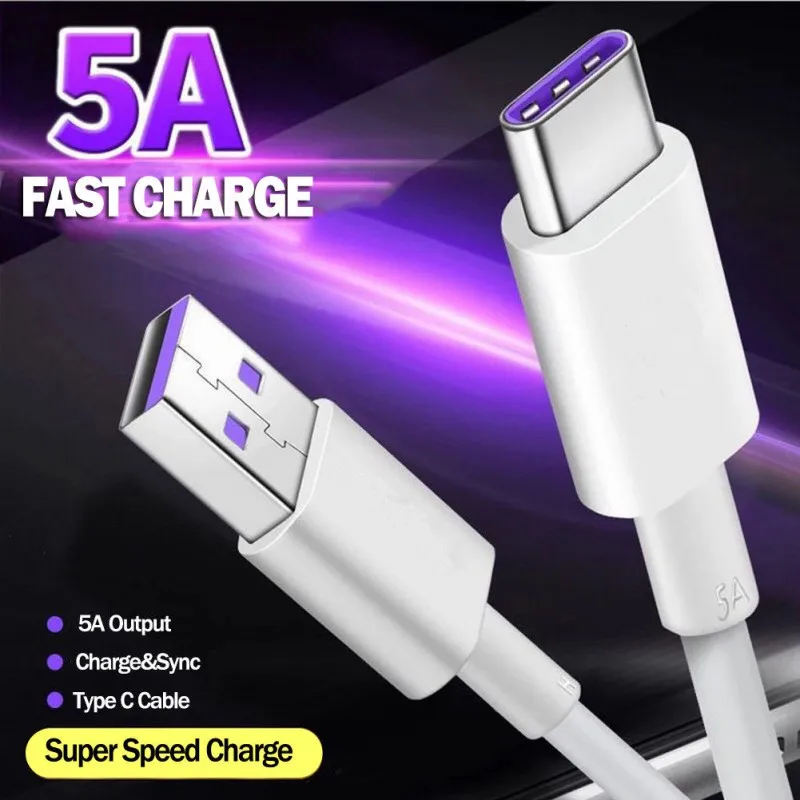 Оригинальный кабель Supercharge USB 3 1 Type C 5A супер зарядный для передачи данных Huawei Mate 9 10