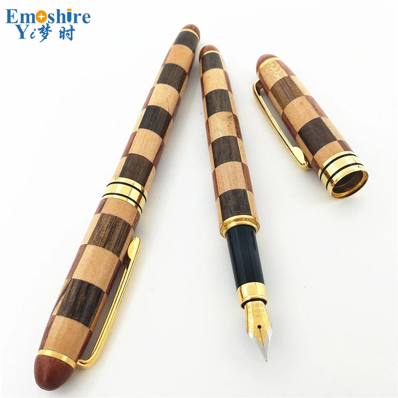 Emoshire Mosaic Color Wooden Cufflinks Fountain Pen Set Vintage Pens (6)