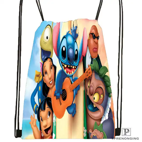 Drawstring Backpack Customilo-Stitch-walt походная сумка на шнурке для мужчин и женщин милый рюкзак дети ранец(черная спина) 31x40 см#20180611-03-139 - Цвет: Drawstring Backpack