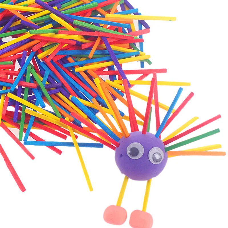 

1000Pcs Color Matchstick Wooden Sticks Kindergarten Children Hand Material Creative Wood DIY Crafts Decoupage Wood Ornaments 5CM