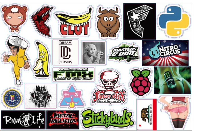 24 Pcs Mixed Funny Hit Stickers For Kids On Laptop Sticker Decal Fridge Skateboard Doodle Stickers