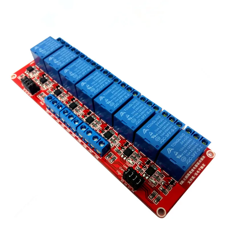 

1PCS Red 8 Channel 24V Relay Module High and Low Level Isolation Optocoupler