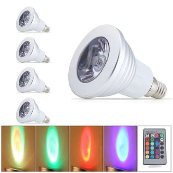 

4x 16 Colors RGB Light lamp Full Color LED Bulb LED Spotlight Change Spotlight E14 3W RGB Remote Control Smart Lighting for Home