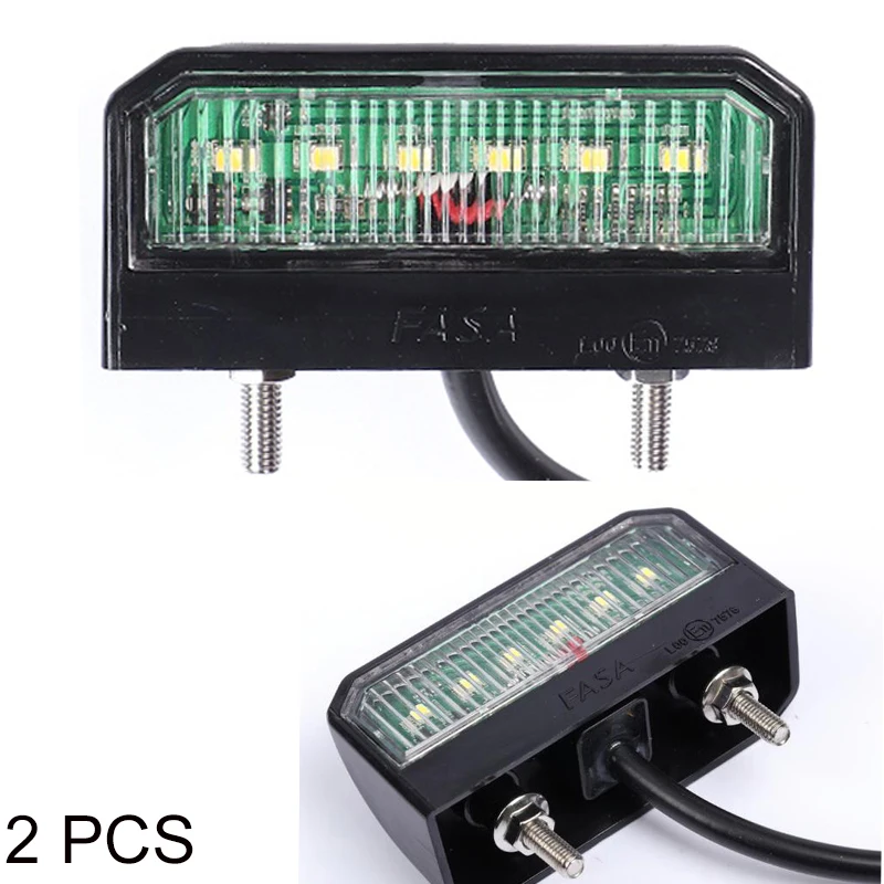 

2 pcs 6 LED AOHEWEI LED License Plate Lamp trailer light waterproof led number plate Light position led light 12v trailer light