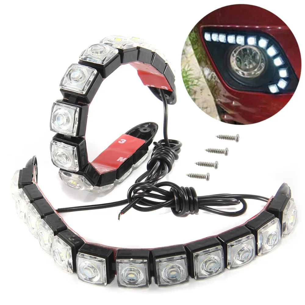 

2pcs Flexible Car LED Light 12 LED Day time Running Light Driving Daylight Fog Light Lamp Highlight Waterproof fog lights