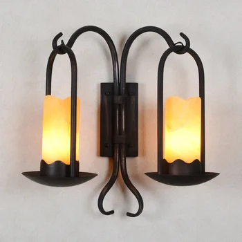 

Retro American country marble wall lamp bedroom living room restaurant