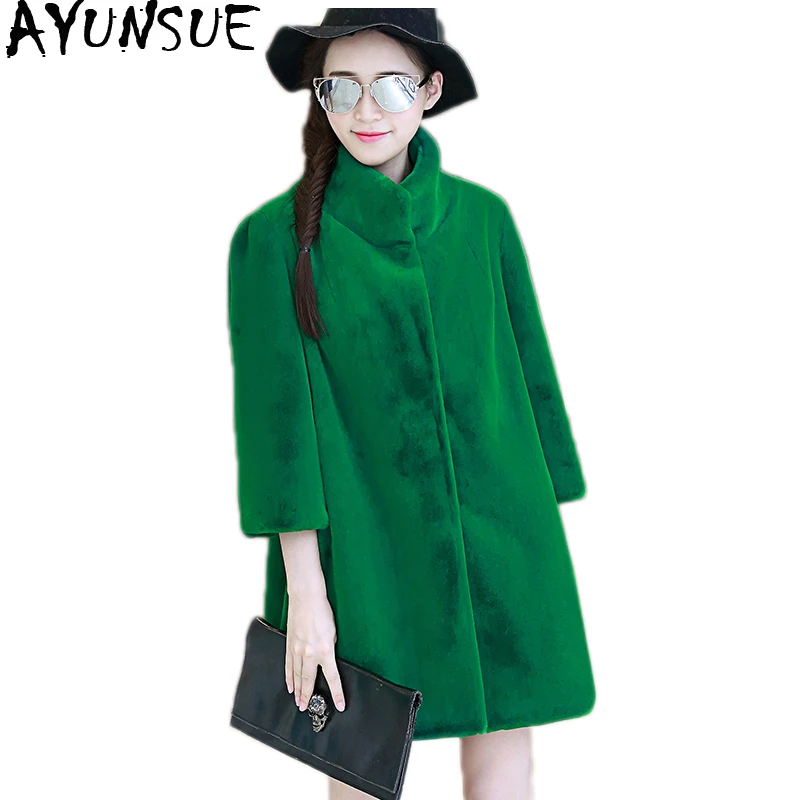 plus size green faux fur coat