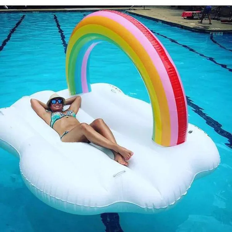

240cm Giant Inflatable Colorful clouds Pool Float Ride-On Flamingo Swimming Ring Adult Children Water Holiday Party Toy Piscina