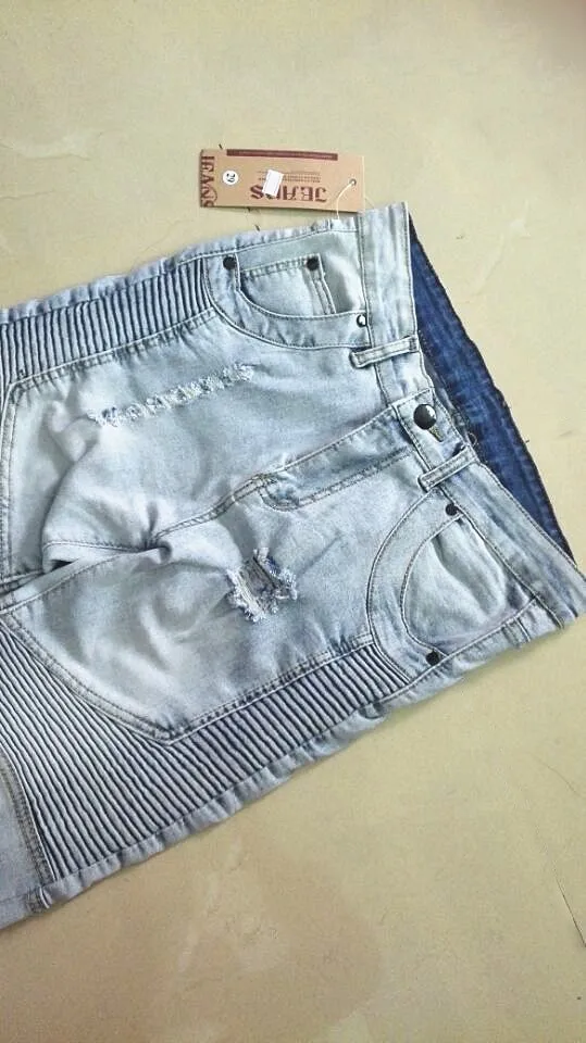 Одежда в стиле хип-хоп, дизайнерские штаны, синие/черные рваные мужские узкие джинсы, прямые байкерские обтягивающие джинсы для мужчин, рваные синие джинсы, 28-38