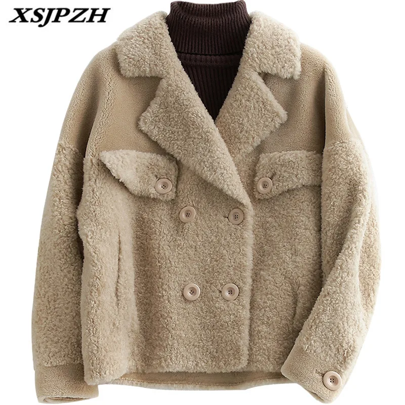 2018 Winter New Women's Leather Grass Coat Sheep Shearing Temperament Lapel Fashion Outer Wool Thick Warm Loose Jacket LB228 | Женская