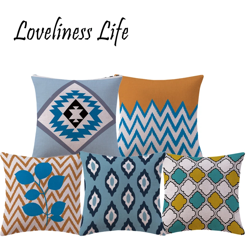 Bohemian Geometric Nordic Linen Cushion Cover Pillow Case Spring