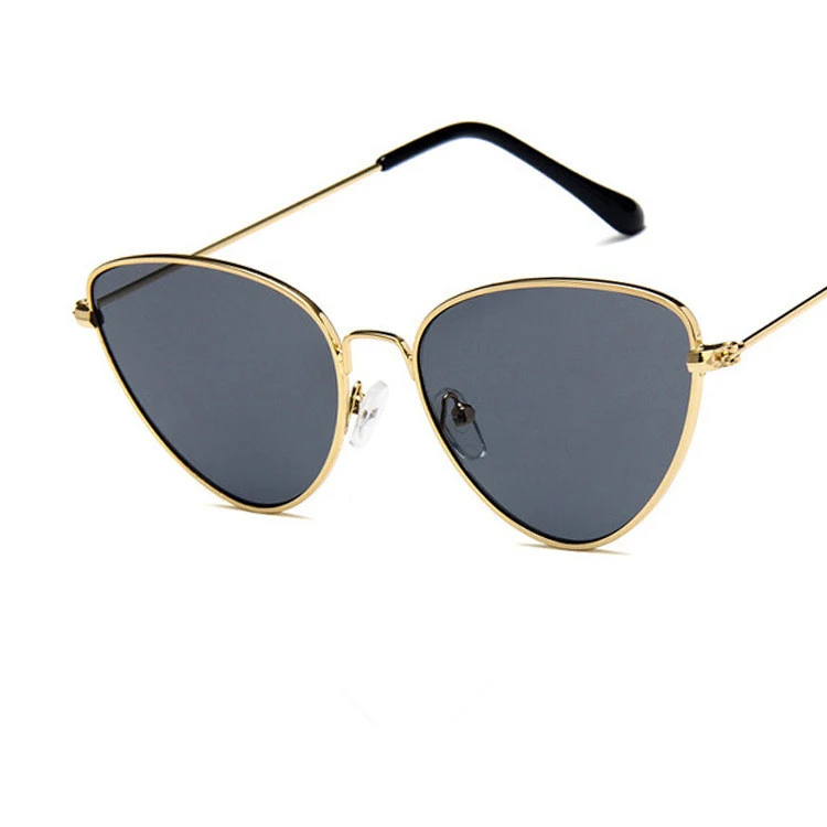 COOYOUNG Модные женские солнцезащитные очки "кошачий глаз", брендовые дизайнерские ретро зеркальные солнцезащитные очки с металлическим покрытием, очки UV400 - Цвет линз: C5GoldBack