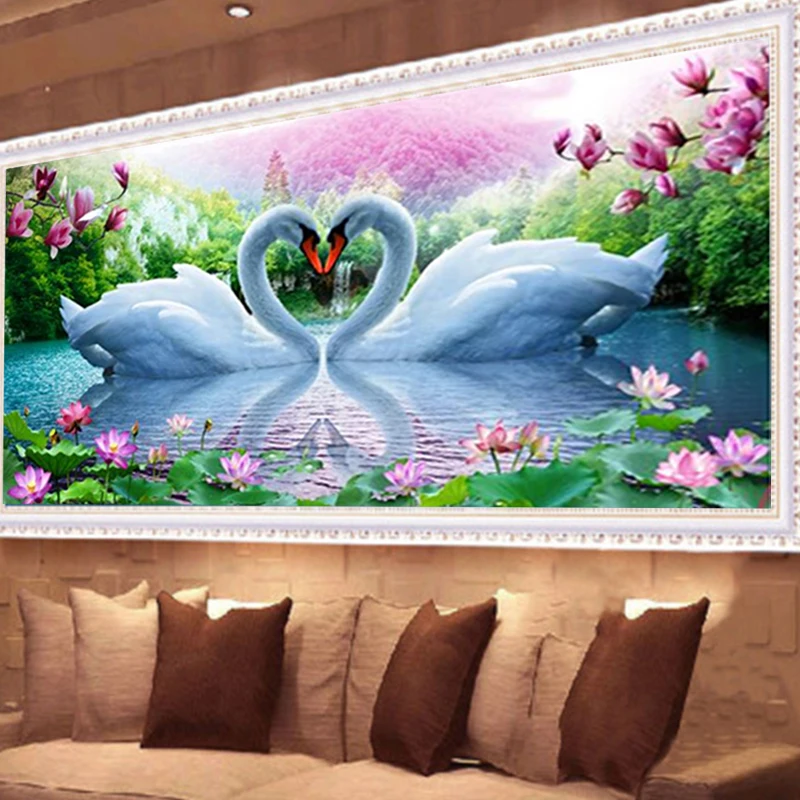 

5D Diamond Embroidery Animal Swan Cross Stitch DIY Diamond Painting Needlework Diamond rhinestones Home Decor love gift