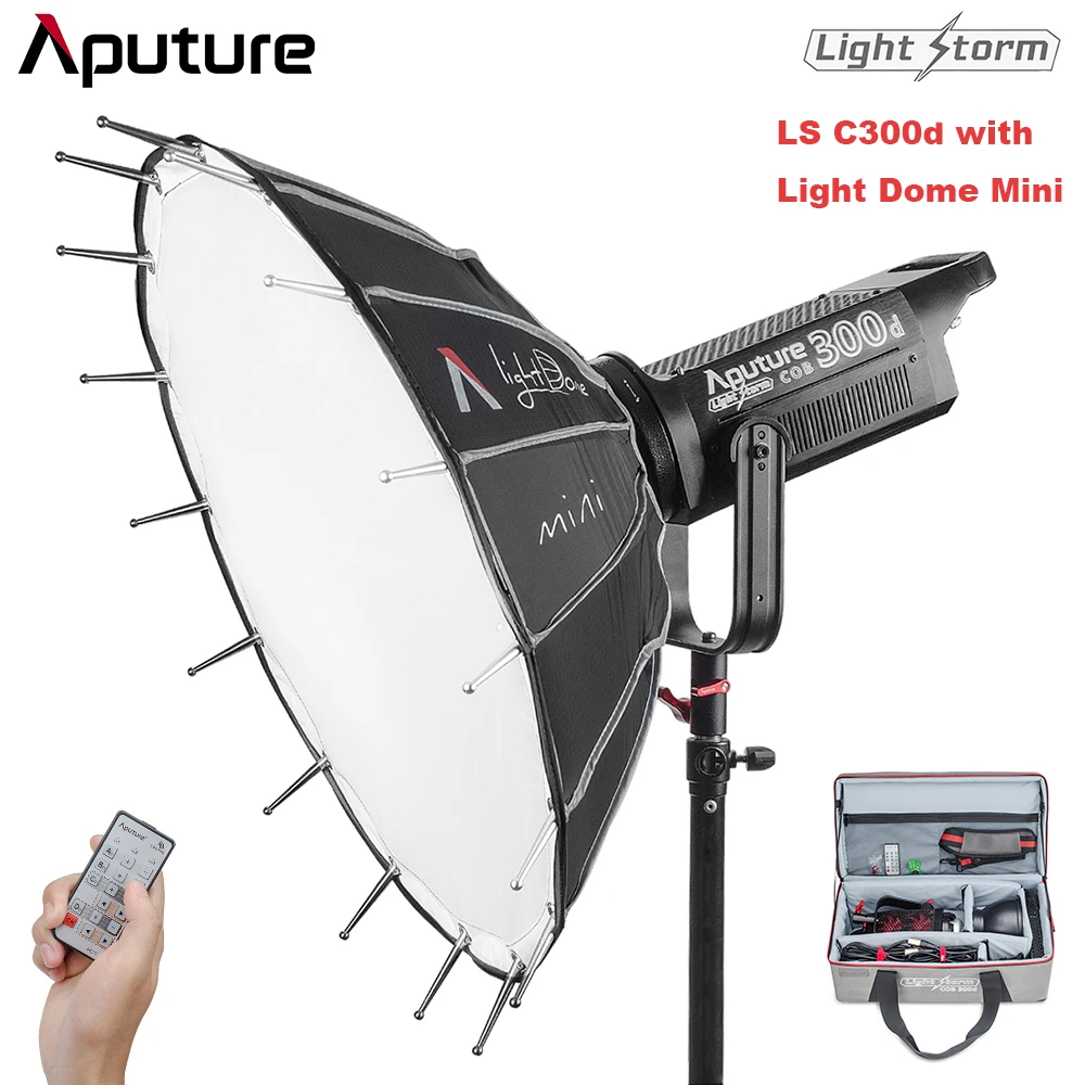 

Aputure LS C300d 300W 5500K CRI95+ TLCI96+ 48000LUX@0.5m Filming Light for Filmmakers with 2.4G Remote & Aputure Light Dome Mini