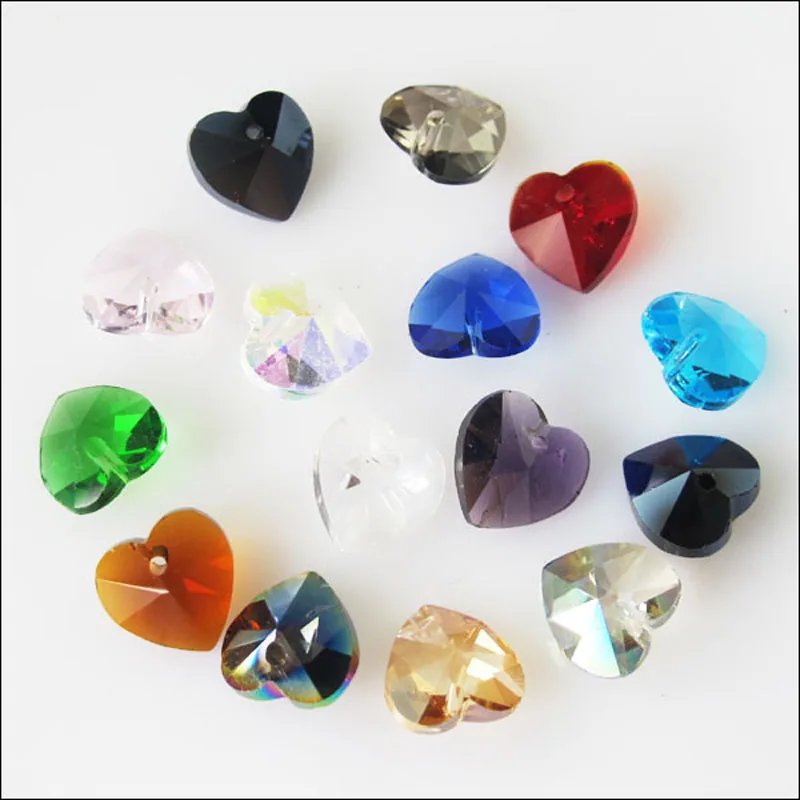 

10Pcs Faceted Heart Glass Crystal Rondelle Spacer Beads Charms 10mm