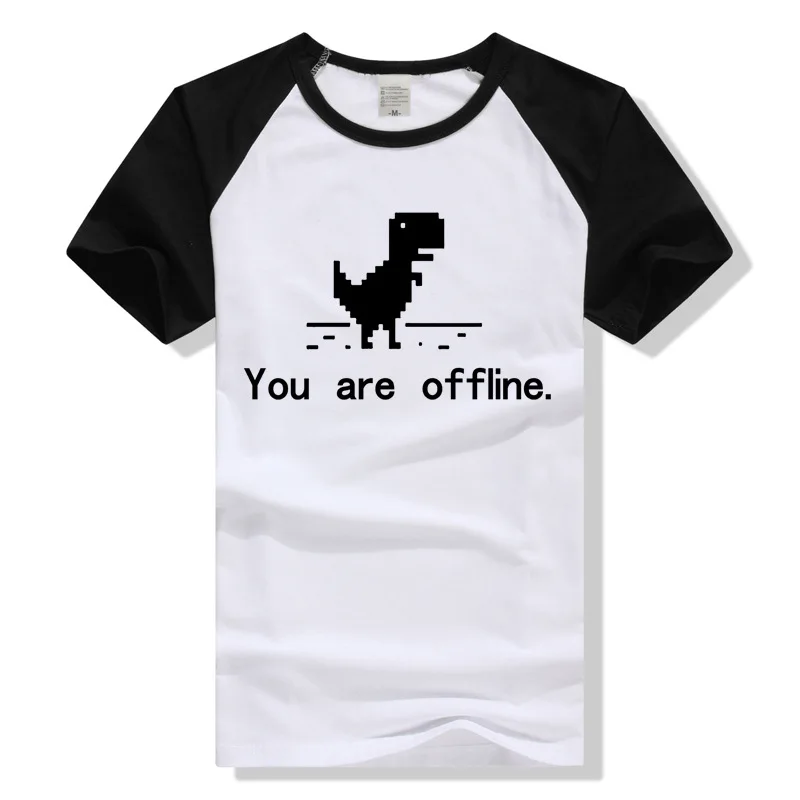 TEEWINING Pixel Динозавр Футболка это толпа Футболка мужская футболка Geek Tee You Are Offline