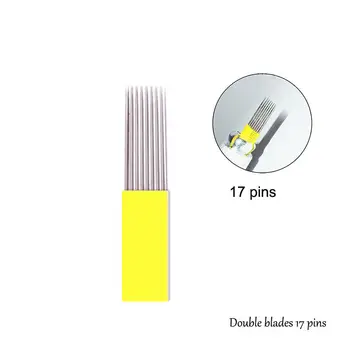 

Wholesale 500pcs Flat 17 Pin Permanent Makeup Double Tattoo Needles Blade Eyebrow Manual Beauty Makeup