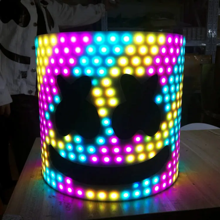 

LED Acrylic Helmet 28cm 45 Styles LED DJ Mask Marshmello Helmet Marshmello DJ Mask Face Hat Music Fans Concert Props