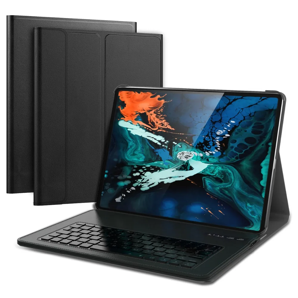 Для iPad Pro 12 9 дюймов 2018 съемный чехол для планшета с клавиатурой из искусственной