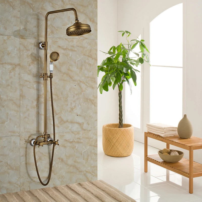 Modern Rainfall Shower Faucet Complete set with Slide Bar Mixer+Handle