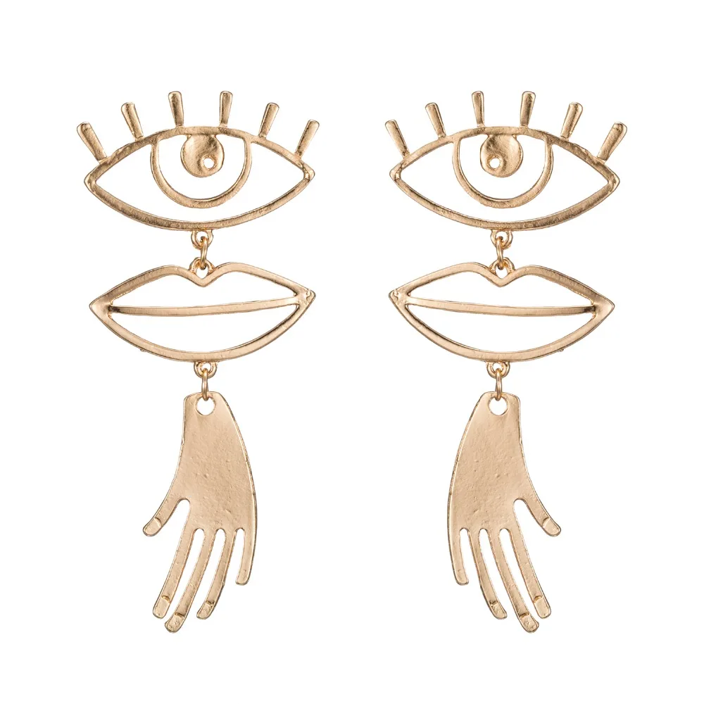 IPARAM Fashion Metal Punk Geometric Earrings for Women’s Statement Vintage Exaggerated Big Pendant Earrings Jewelry Party Gifts