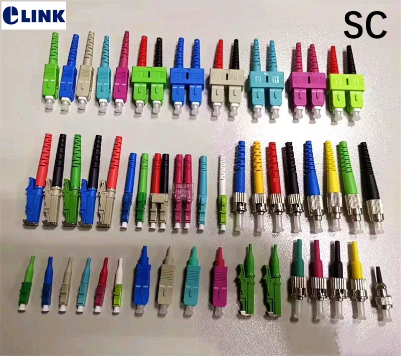 

200pcs SC fiber connector with ceramic ferrule Pre-assembled green SM Multimode MM 3.0mm 2.0MM optical ftth accessories ELINK