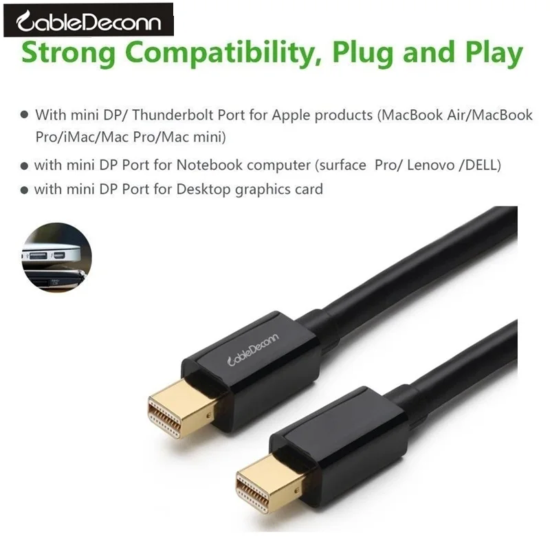 Позолоченный кабель Mini DisplayPort mini dp to Male|mini displayport|mini displayport - displayportthunderbolt cable |