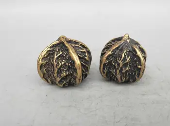 

China seiko carving pure brass Hand play walnut a pair