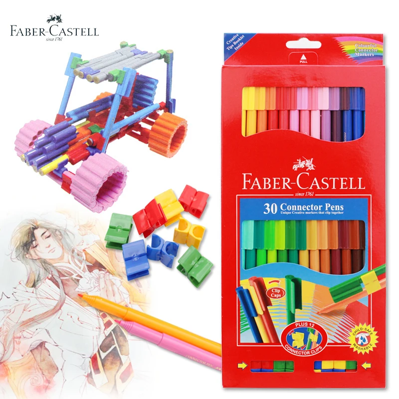 Faber Castell 30 цветов милый творческий цветные мелки разъем Акварель Pen Set для детей Рисование Искусство канцелярские принадлежности