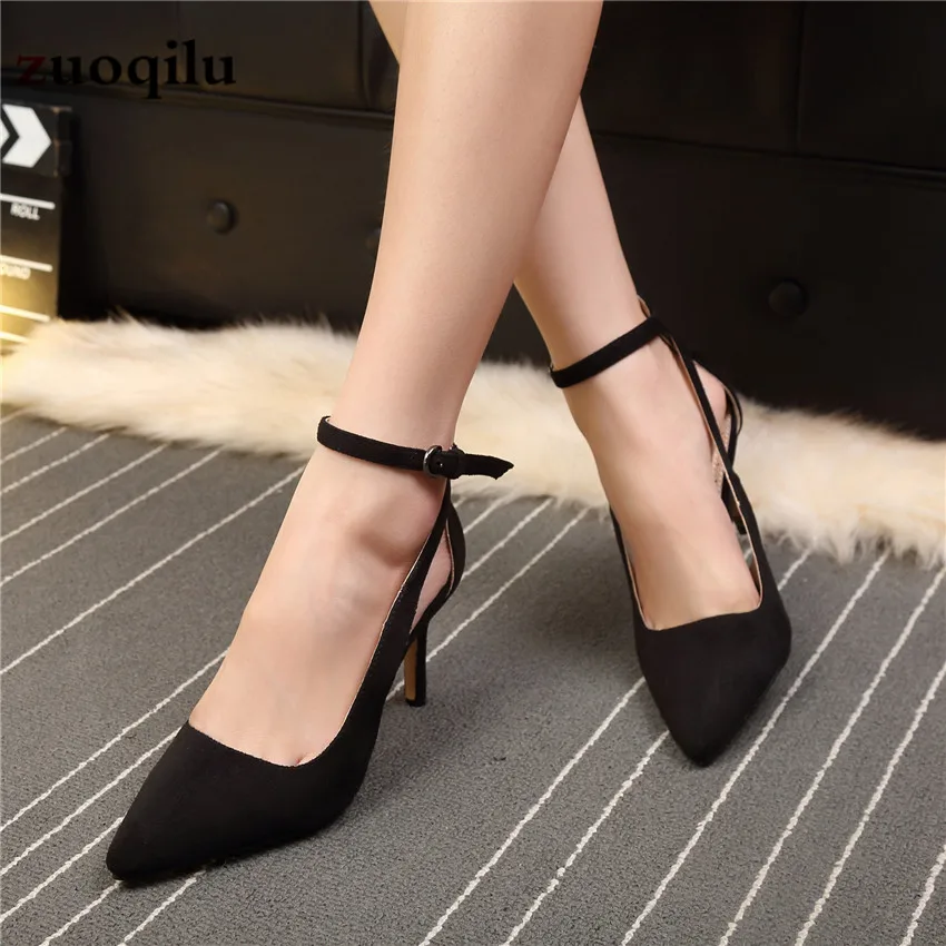 

Suede Office Shoes Woman high heel 2019 Women's shoes with heels Ladies Pumps Party Shoes chaussure femme talon Zapatos mujer