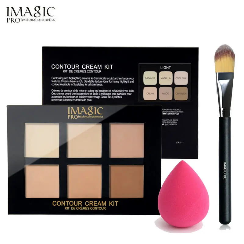 

IMAGIC 6 Colors Concealer Cream Palette Contour Makeup Palatte Face Primer Palette Face Makeup with Makeup puff brush Kit