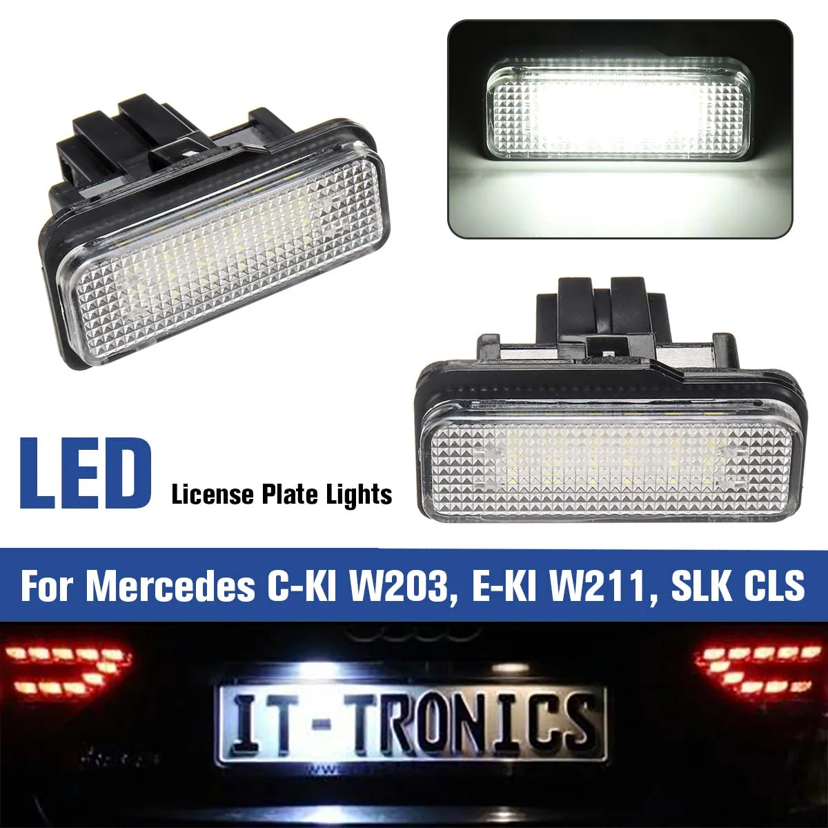 

NEW 2pcs 12V LED 6000K License Plate Light Bulb For Mercedes for Benz C-Kl W203, E-Kl W211, SLK CLS