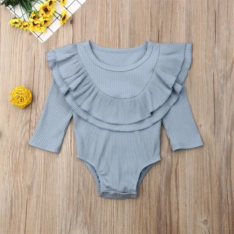 AU Newborn Baby Girl 0-24M Long Sleeve Ruffle Romper Jumpsuit Outfit Clothes 7 Colors