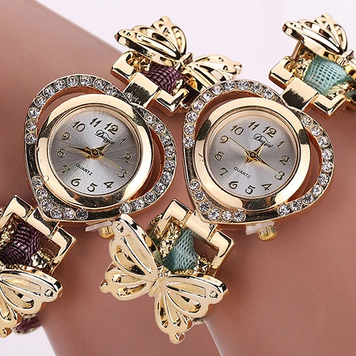 

Women's Fashion Hollow Butterfly Heart Shape Case Braid Band Quartz Wrist Watch