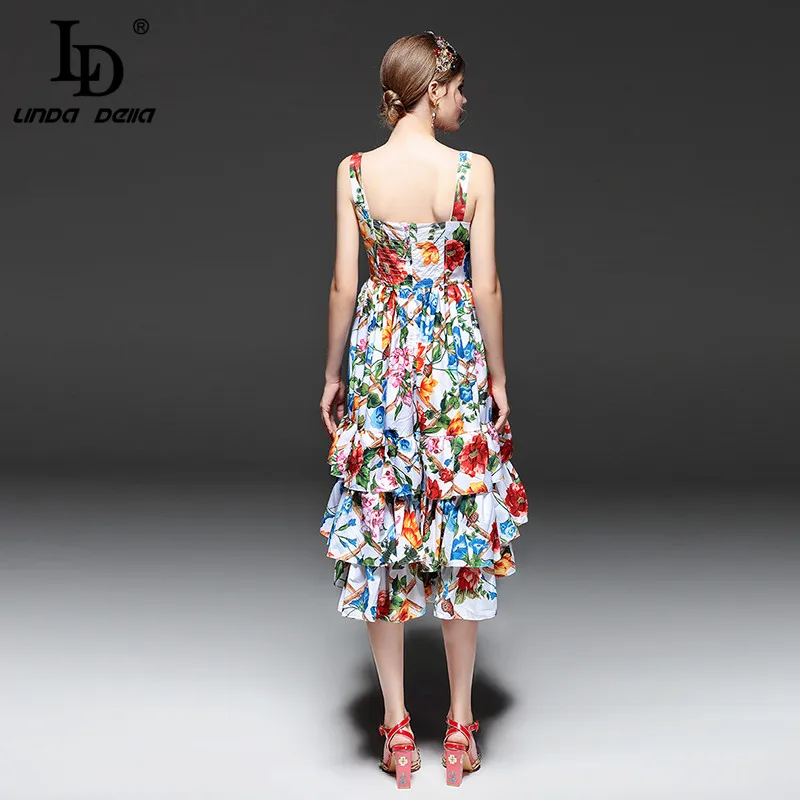 Spaghetti Strap Flounce Ruffled Hem Floral Printed Casual Dresses Spaghetti Strap Flounce Ruffled Hem Floral Printed Casual Dresses