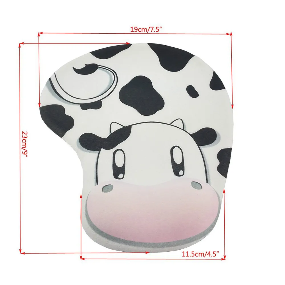 Cute Cow Anti-Slip Computer Mouse Pad Mat with Gel Wrist Support for PC Macbook Laptop Accessories 0A Drop Shipping