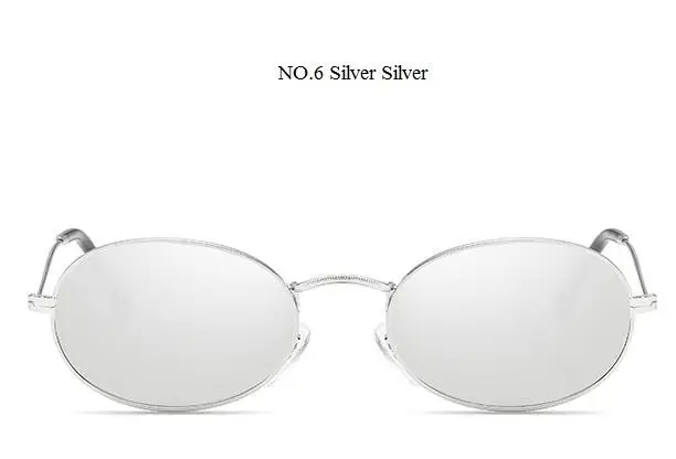 84112 маленькие овальные узкие женские солнцезащитные очки 90 s, подростковые модные винтажные Круглые Солнцезащитные очки для женщин, золотые и черные солнцезащитные очки для мужчин - Цвет линз: silver silver