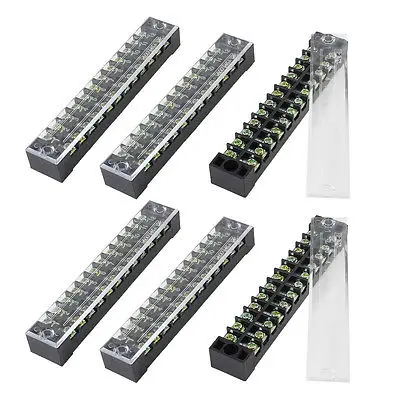 

6 Pcs 12 Positions 600V 15A Covered Screw Terminal Barrier Block