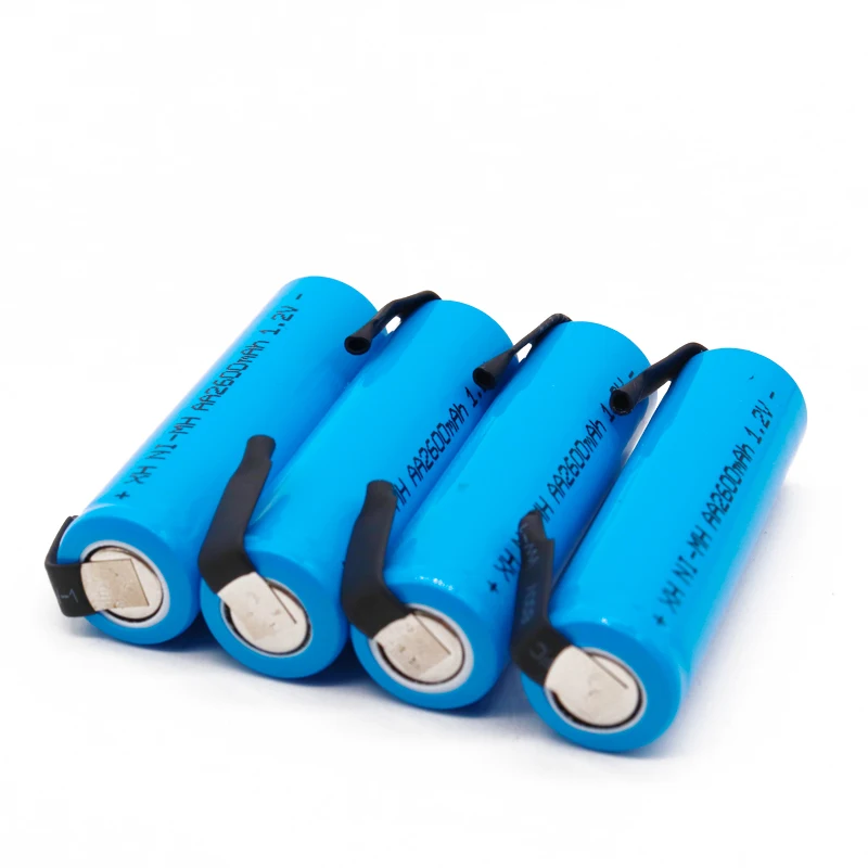 /lote 1,2 V AA батарея 2600 MAH 2A Ni-MH Ni MH синяя ракушка с вкладками шпильки для Philips Электробритва Braun инструмент кисти