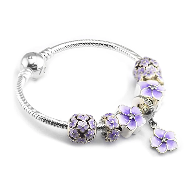 

100% 925 Sterling Silver Jewelry Around Clasp Bracelets with 7pcs Beads in a sets Free Shipping