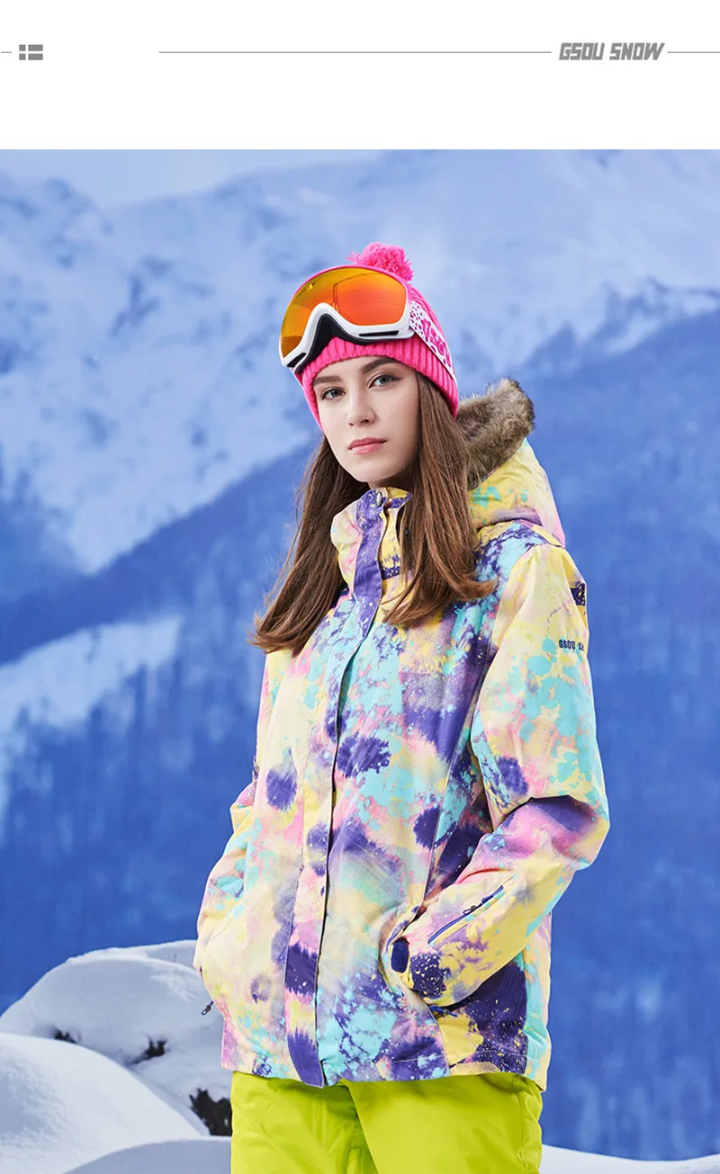 Качество зимняя куртка сноуборд Для женщин Водонепроницаемый ветрозащитный лыжный Куртки Для женщин дышащая пальто с капюшоном XS-L