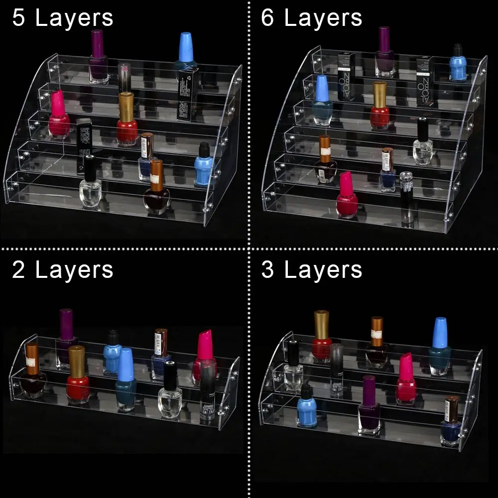 1-7 ярусов лак для ногтей стол стойка акриловый прозрачный макияж дисплей стенд Органайзер держатель косметический макияж хранения губная помада полка