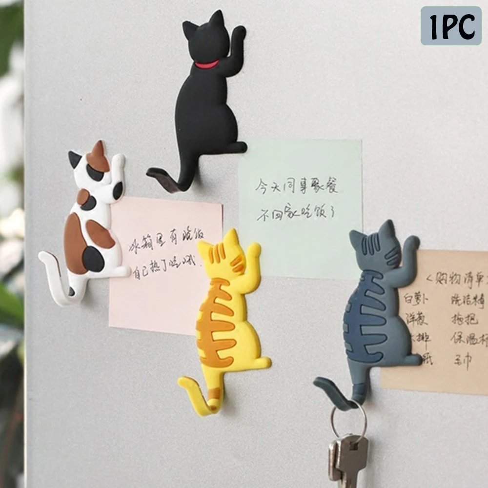 

Strong Magnetic Hook Wall-hung Key Fridge Decor Cute Magnetic Unique Multifunctional Cat Tail Refrigerator Sticker Hanging Hook